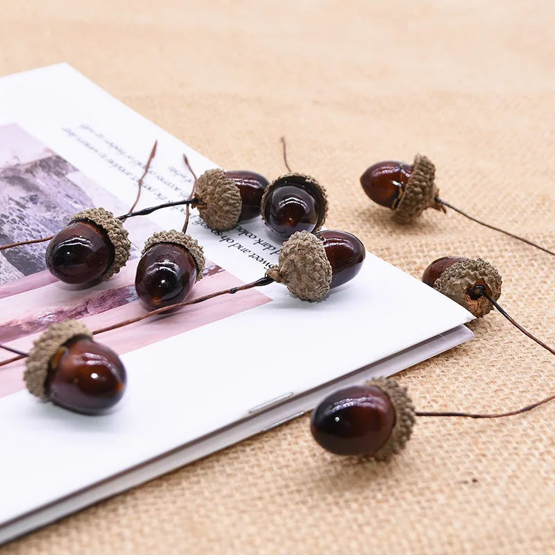 12/24pcs Artificial Mini Pine Cone Foam Fake Nuts Acorns Berry DIY Handmade Flower Bouquet Wedding Xmas Autumn Decoration Wreath