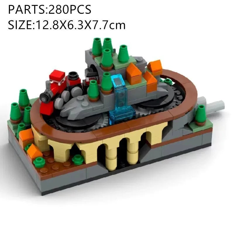 MOC building blocks hand-cranked train track building blocks model train building blocks assembled boys and girls toys ornaments