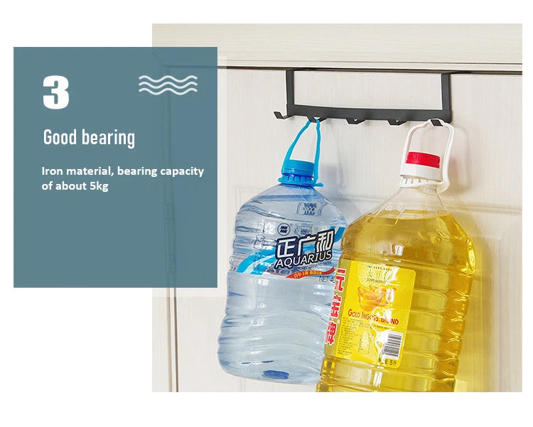 Hooks Over The Door 5 Hooks Home Bathroom Organizer Rack Clothes Coat Hat Towel Hanger Bathroom Kitchen Accessories