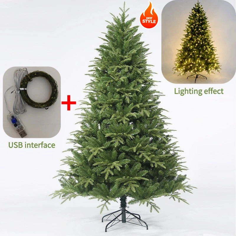 Artificial Christmas Tree PE+PVC Encryption LED Lights Large Christmas Tree 1.2m-1.8m Family Christmas New Year party Decoration