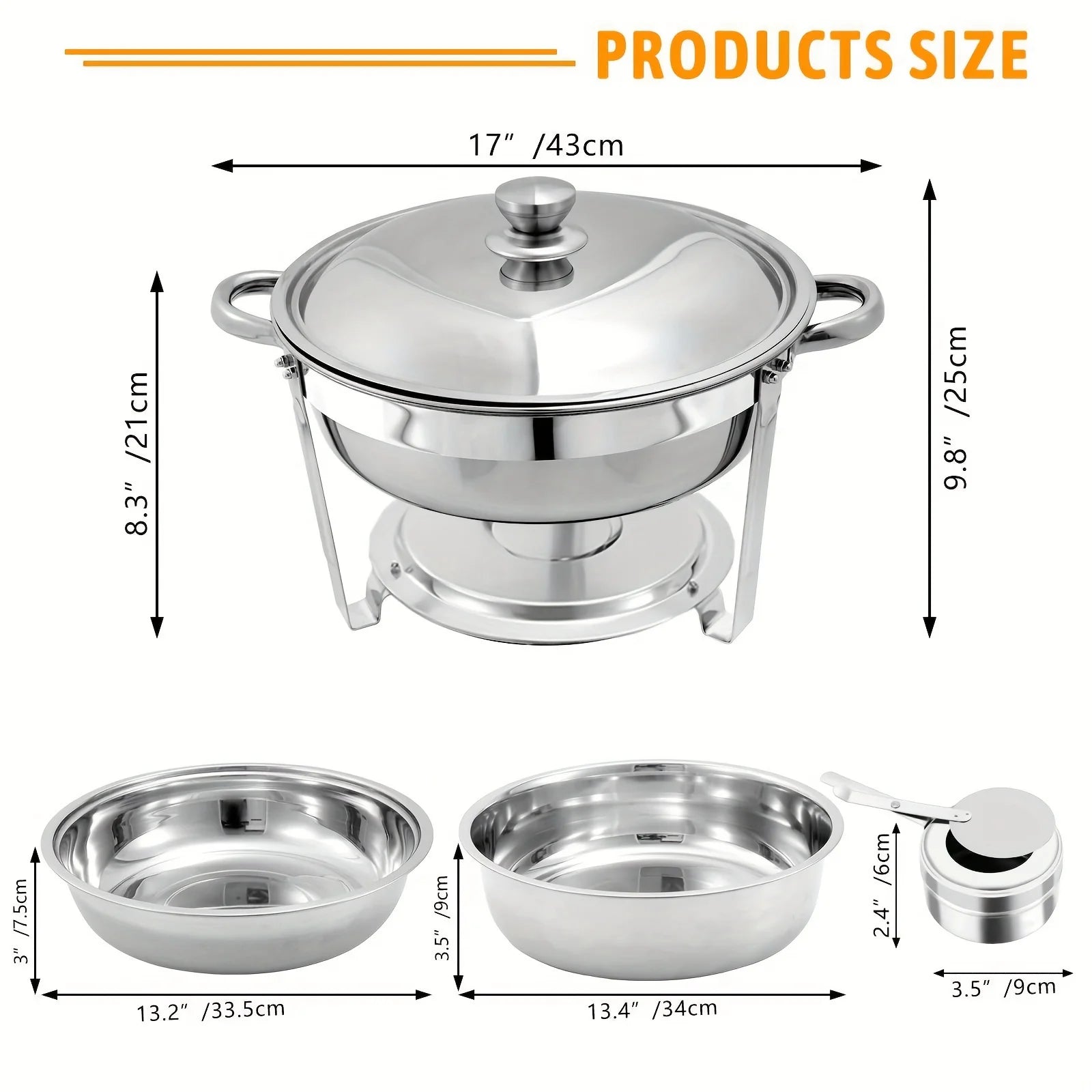 1/2/4/6/8 Packs 5-Qt Stainless Steel Chafing Dish Buffet Set Food Water Trays Buffet Warmers erving Utensils for Dinner Parties