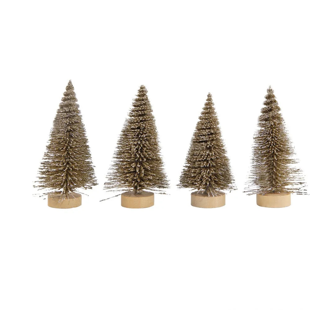 4pcs 10CM Mini Christmas Tree Plastic Gradient Christmas Small Cedar Colorful Lifelike Artificial Xmas Pine Tree Party Favors