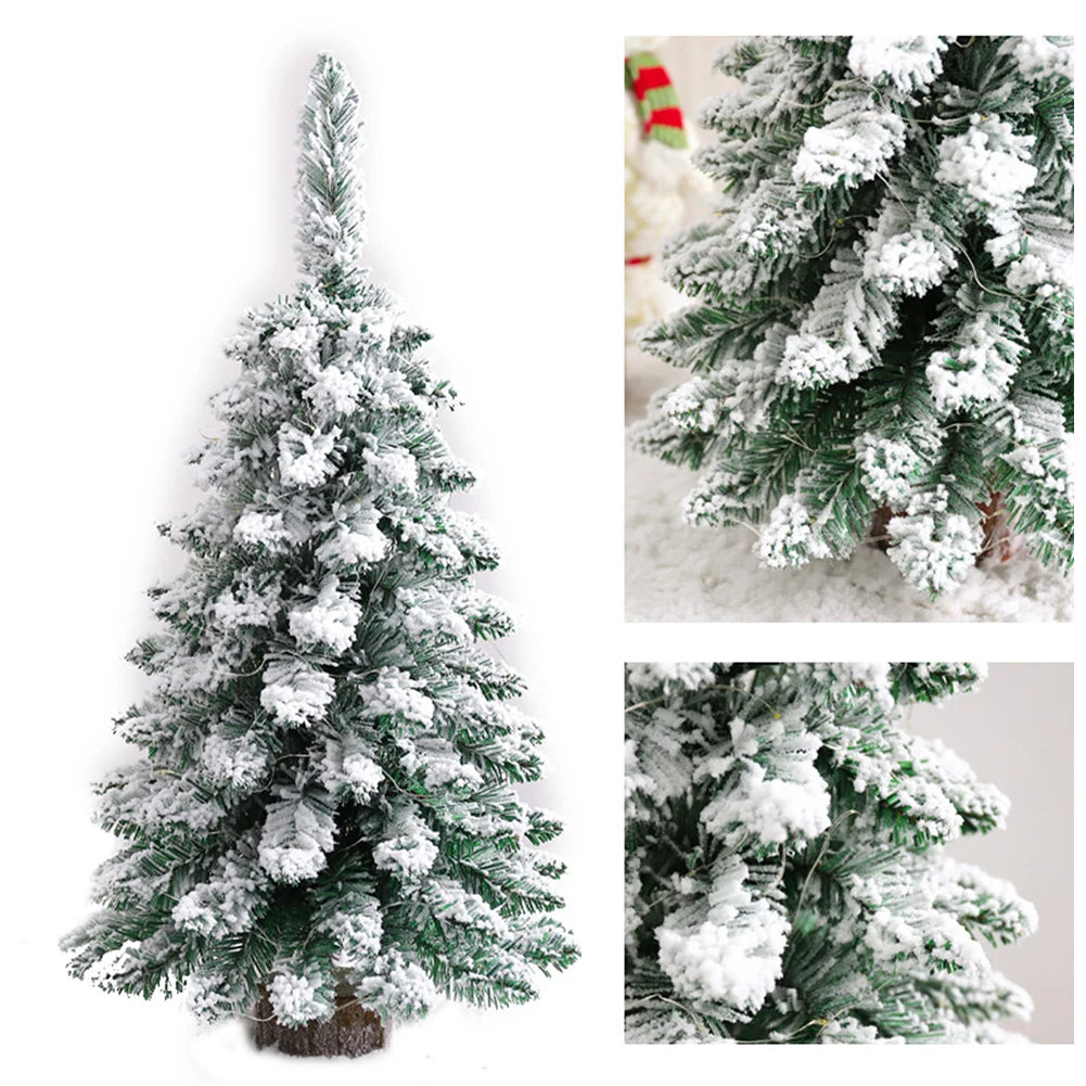 Desktop Christmas Tree Artificial Snow Frost Pine Tree Christmas Ornaments Tree Xmas Flocking Tree Xmas Holiday Festival Decor