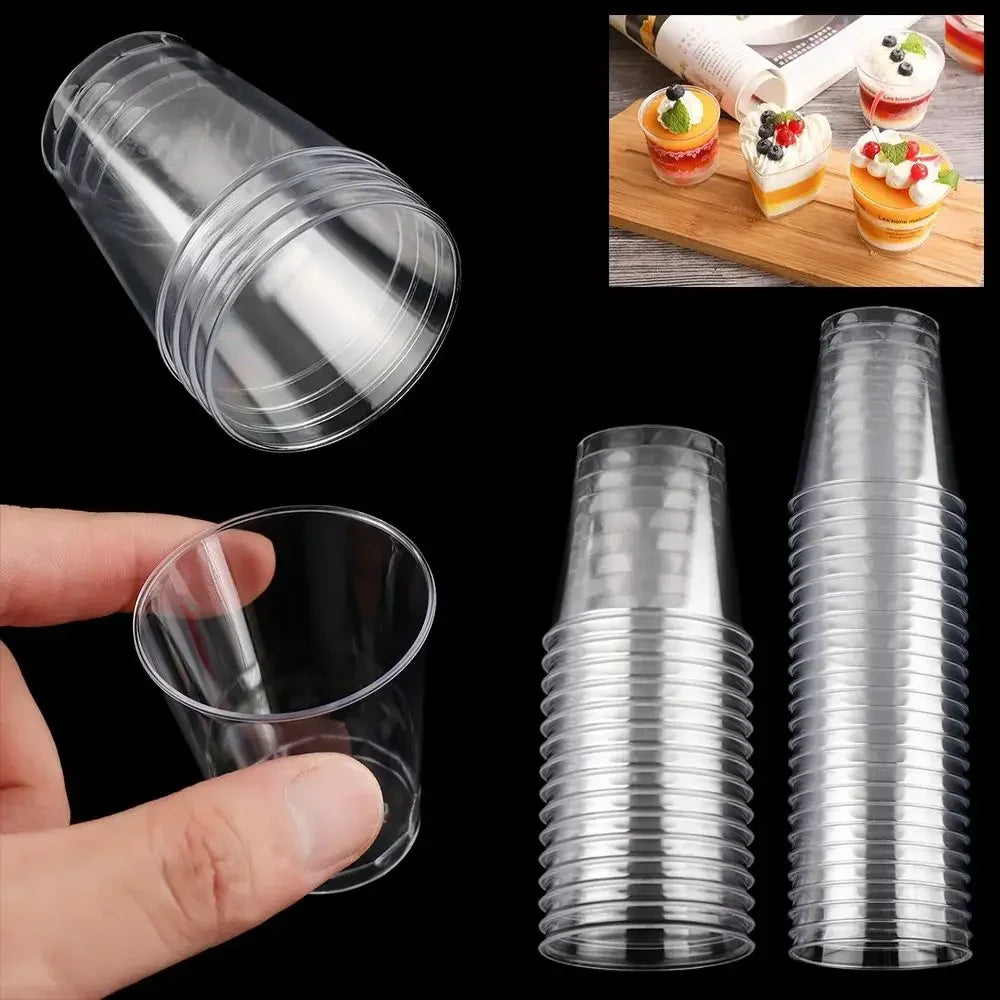 25/50pcs New Disposable Transparent Plastic Cup Outdoor Picnic Birthday Kitchen Party Tableware Cups Supplies Kitchenware Dining