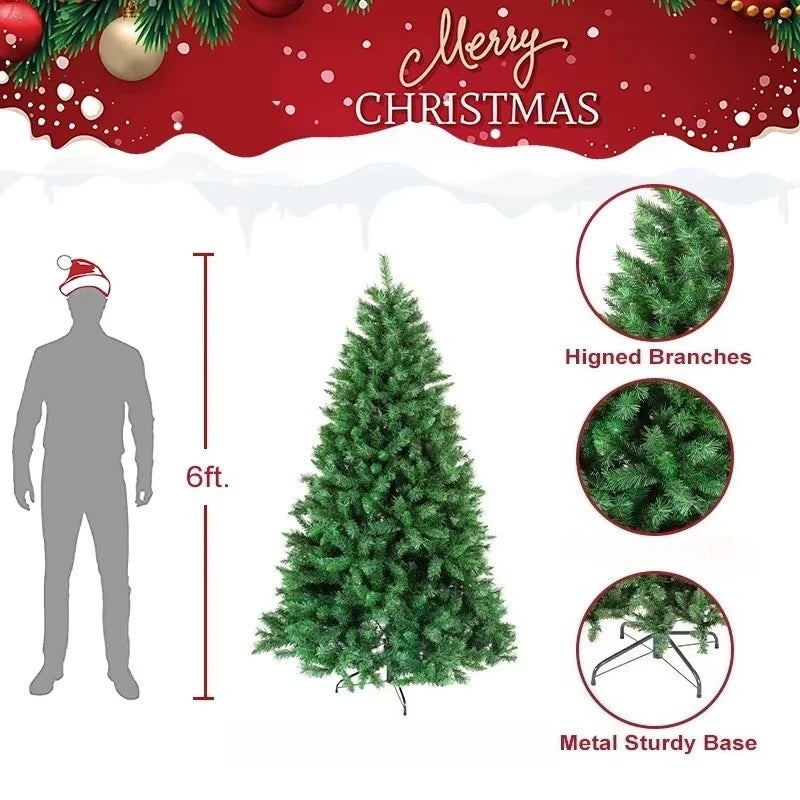 Christmas Tree 6 Ft Green Thick and Dense Pine Needle PVC Artifical Christmas Tree with Metal Stand