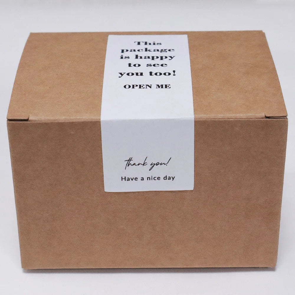 100pcs/roll Thank You Sticker Seal Labels Small Business Gift Decor Sticker This Package LS Happy To See You Too 3*9cm