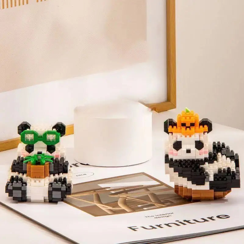 Creative Mini Cute Panda Micro Building Blocks 3D Diamond Model Animals Bricks DIY City Construction Toys for Children Kids Gift