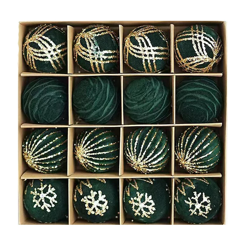 12/16pcs 6cm Wine Red Christmas Ball Ornaments Flocking Christmas Tree Party Decoration New Year Christmas Spheres Pendant Balls