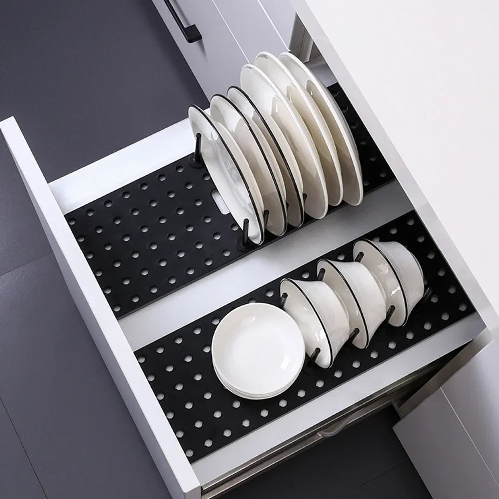 Kitchen Organizer Sink Drain Shelf Dish Drying Rack Telescopic Pan Bowl Stand Storage Drawer Adjustable Holder Home Accessories