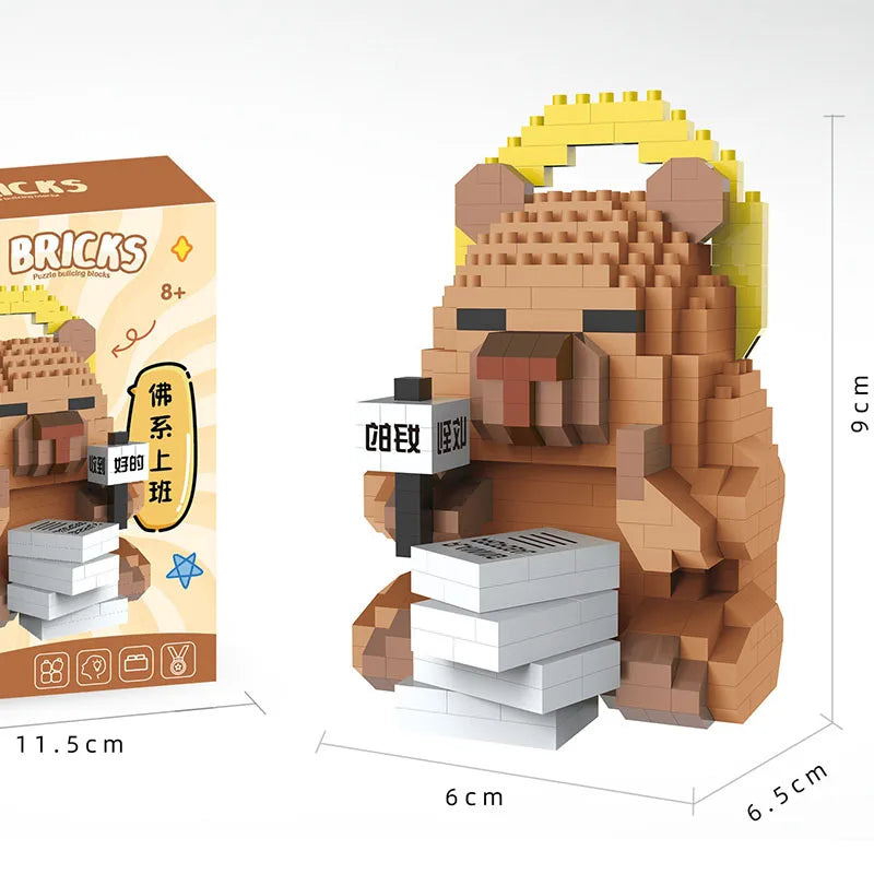 Capybara Small Building Block Animations and Cartoon Assembly Action Models To Decorate Car Toys As Surprise Gifts for Friends