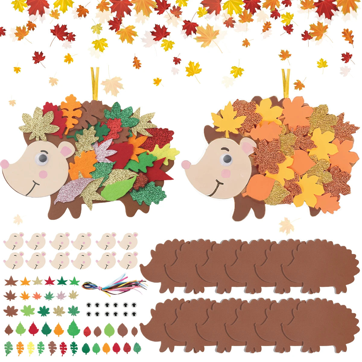 Felt Maple Leaf Hedgehog DIY Pendant Birthday Party Decorations Kids Favors Gift Cartoon Hedgehog Craft Set Baby Shower Supplies