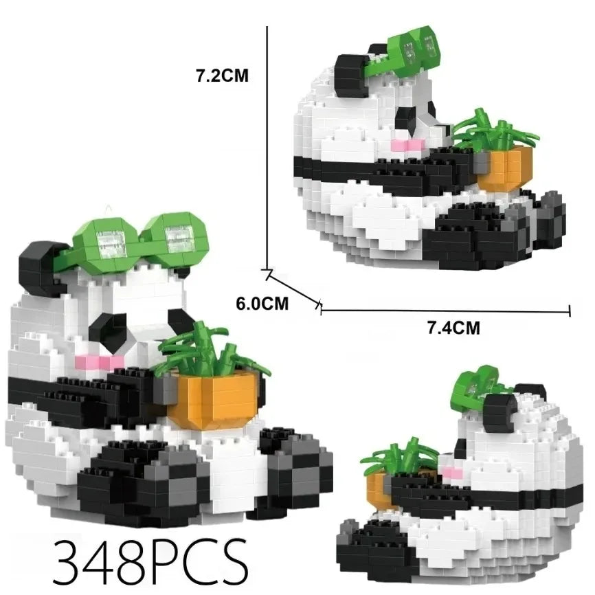 Creative Mini Cute Panda Micro Building Blocks 3D Diamond Model Animals Bricks DIY City Construction Toys for Children Kids Gift