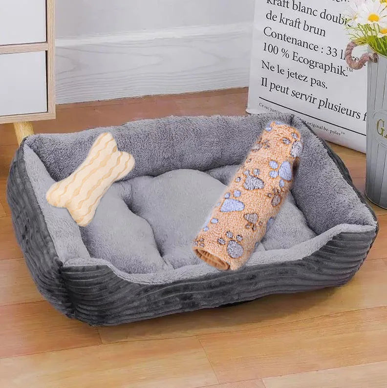 Pet Cat Dog Bed Cozy Square Plush Kennel Puppy Sofa Bed Cushion Pet Product Accessories For Small Medium Animal Doghouse