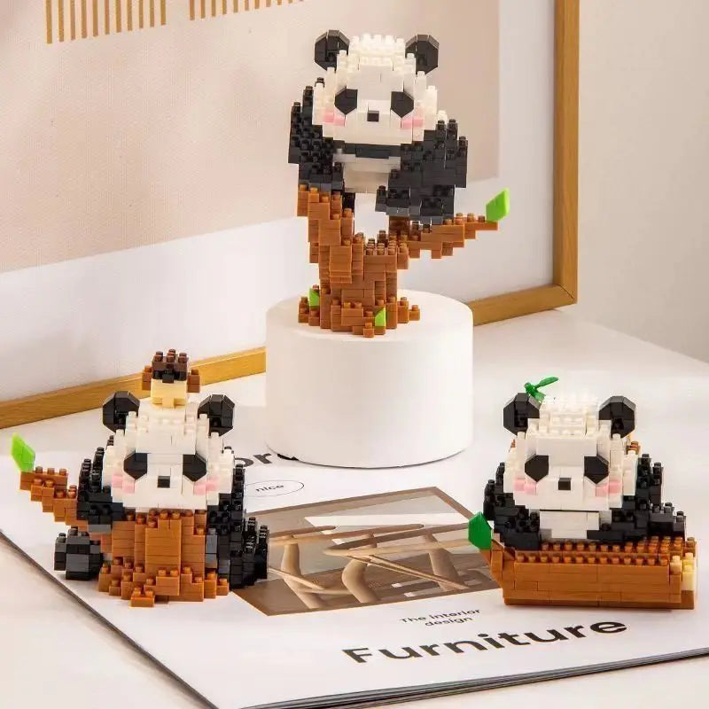 Creative Mini Cute Panda Micro Building Blocks 3D Diamond Model Animals Bricks DIY City Construction Toys for Children Kids Gift