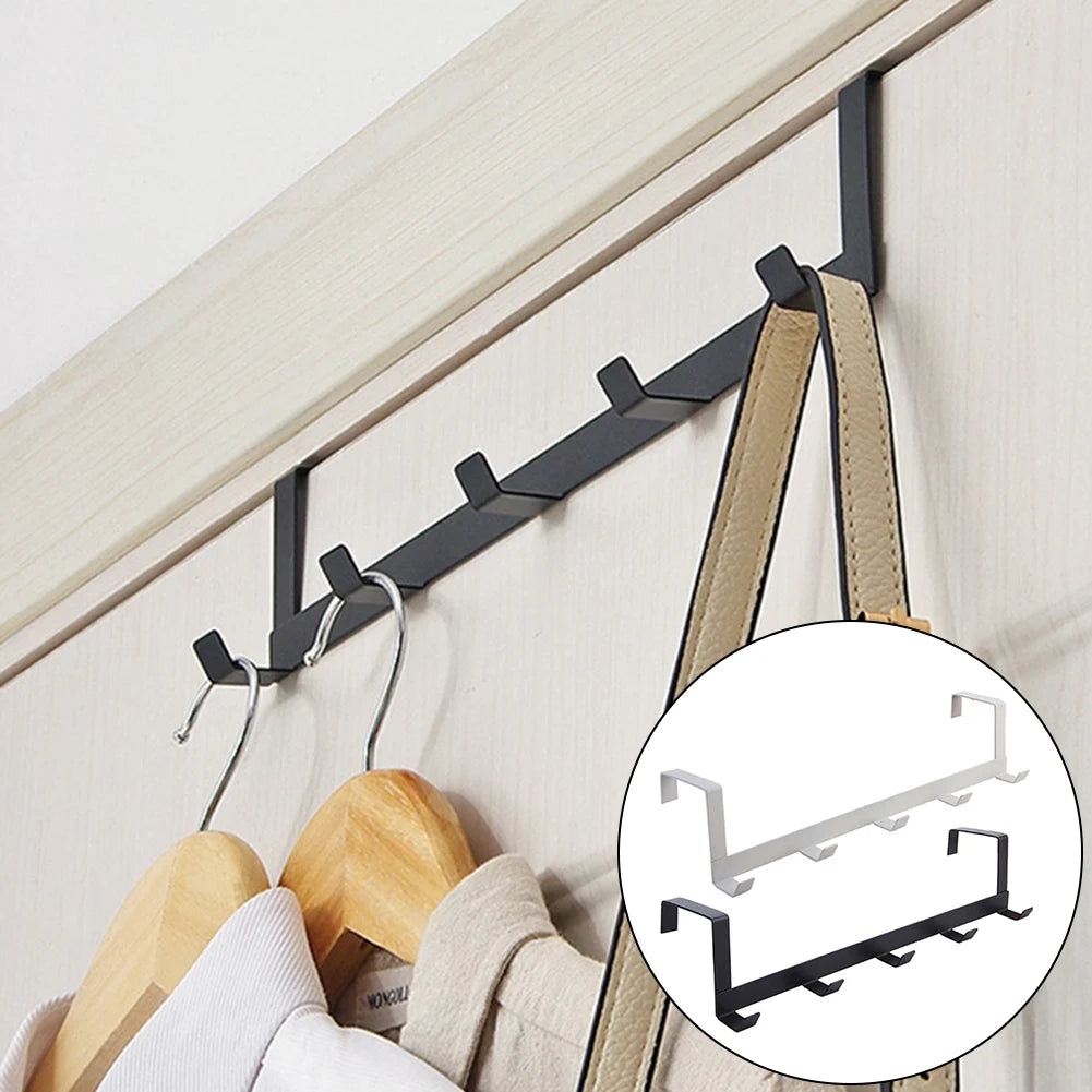 Hooks Over The Door 5 Hooks Home Bathroom Organizer Rack Clothes Coat Hat Towel Hanger New Bathroom Kitchen Accessories Holder