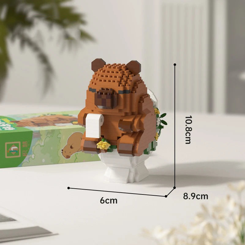 Lovely Cartoon Animals Nanobricks Capybara Micro Diamond Block Construction Model Building Bricks Educational Toys For Kids Gift