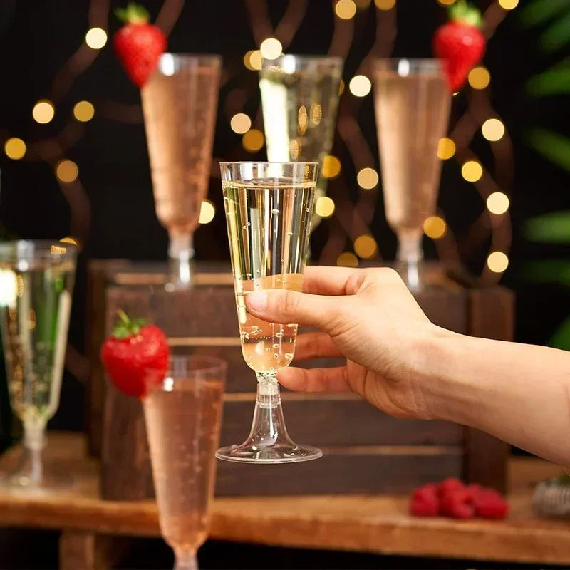 25/50/100pcs 150ml Disposable Cups Clear Plastic Champagne Flutes Bar Cups Toasting Glasses for Weddings Party Cocktail Cups