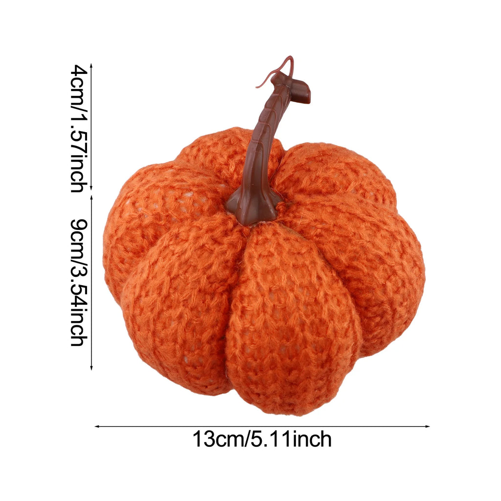 Faux Fall Decorative Crochet Pumpkins For Rustic Farmhouse Thanksgiving Harvest Halloween Table Centerpiece Mantel Kitchen Decor