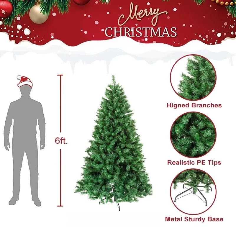 Christmas Tree 6 Ft Green Thick and Dense Pine Needle PVC Artifical Christmas Tree with Metal Stand