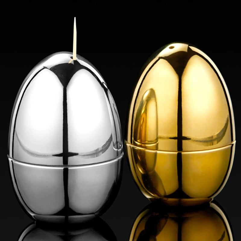 Eggs Shaped Toothpick Holder 304 Stainless Steel Toothpicks Storage Container Restaurant Toothpick Dispenser Box D2RD