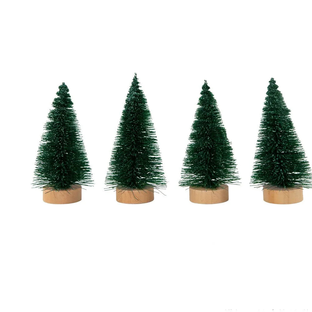 4pcs 10CM Mini Christmas Tree Plastic Gradient Christmas Small Cedar Colorful Lifelike Artificial Xmas Pine Tree Party Favors