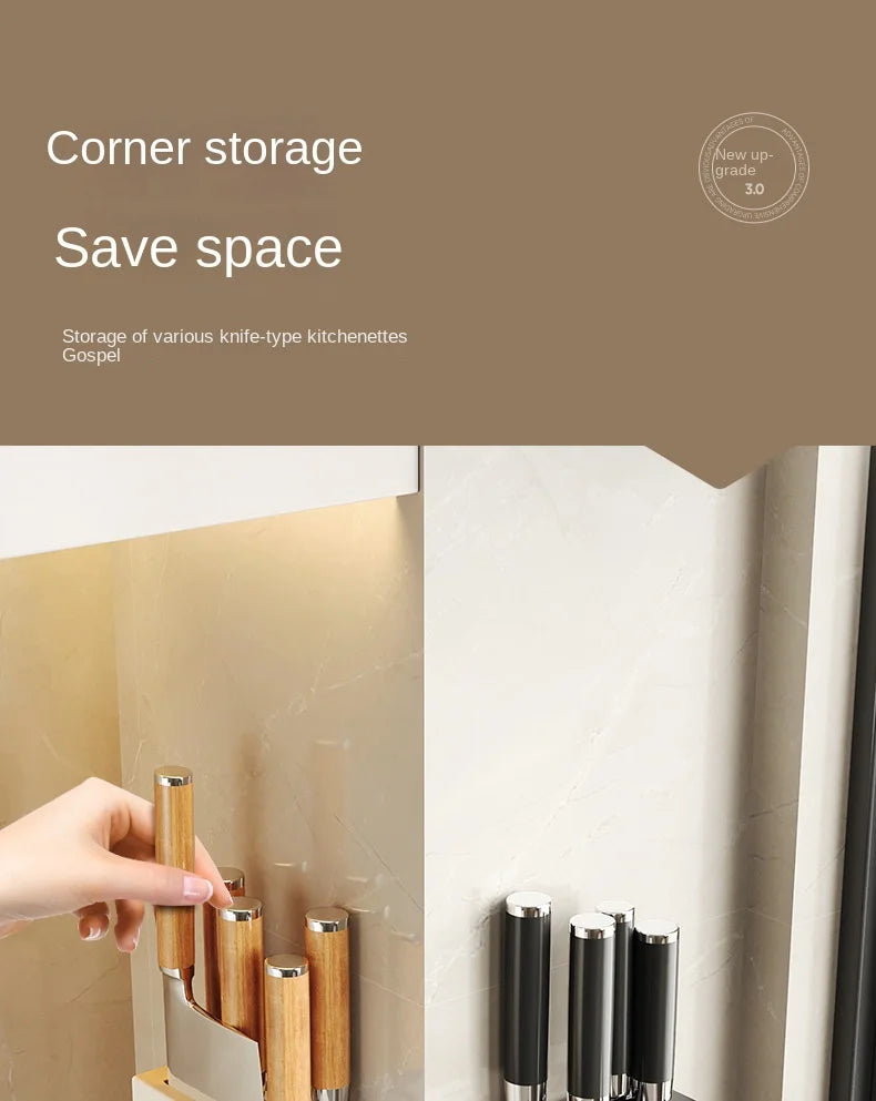 Kitchen knife storage box, knife holder, non-perforation, wall-mounted rack, kitchen items，kitchen accessories organizer