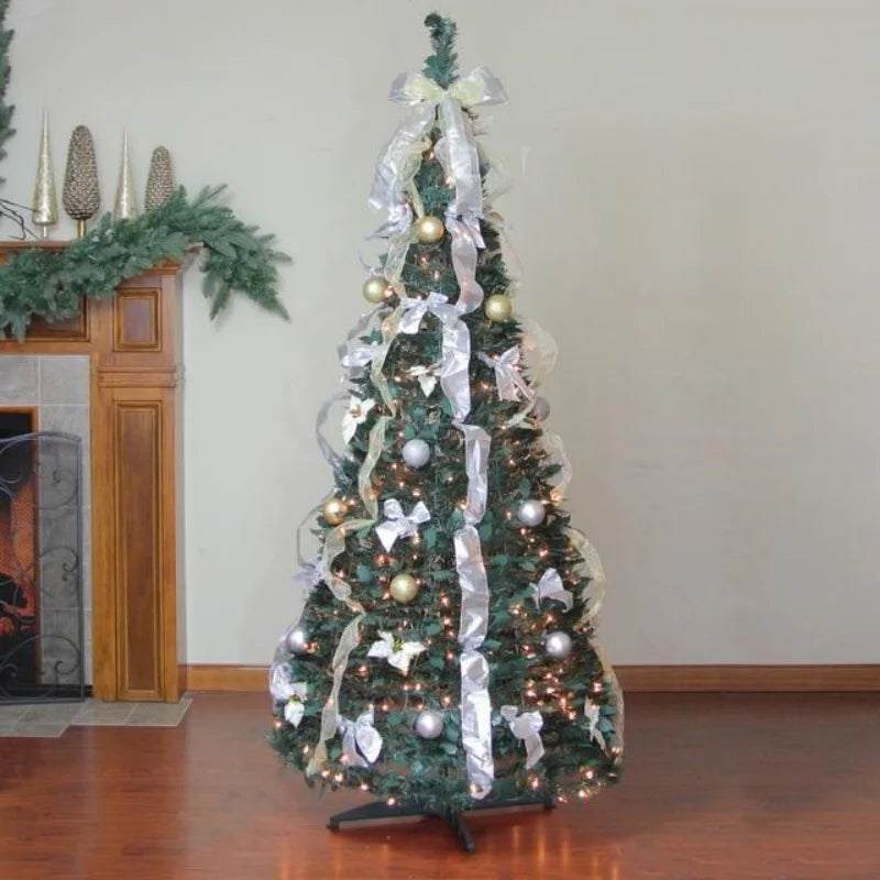 120cm Foldable Pre-Decorated Christmas Tree Pop-Up Festive Decoration Home Decor Portable Christmas Tree