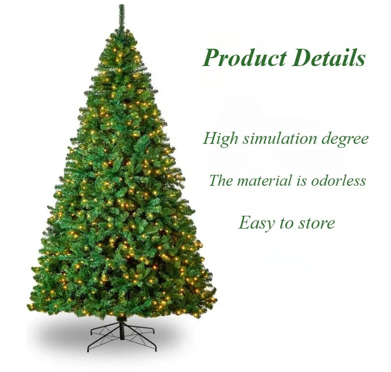 Artificial Christmas Tree PVC Material with LED Lights Large Encrypted Christmas Tree 120CM-210CM Family Christmas Decoration