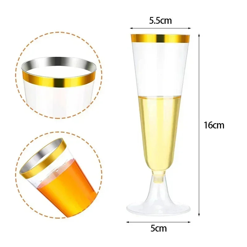 10/20/30pcs Disposable Cups Clear Plastic Champagne Flutes Bar Cups Toasting Glasses for Weddings Party Cocktail Cups,150ml