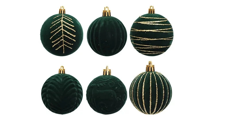 12/16pcs 6cm Wine Red Christmas Ball Ornaments Flocking Christmas Tree Party Decoration New Year Christmas Spheres Pendant Balls