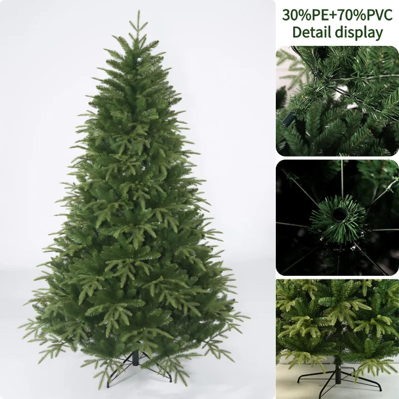 Artificial Christmas Tree PE&PVC Material with LED Lights Green Christmas Tree 1.2m To 1.8m Family New Year Christmas Decoration