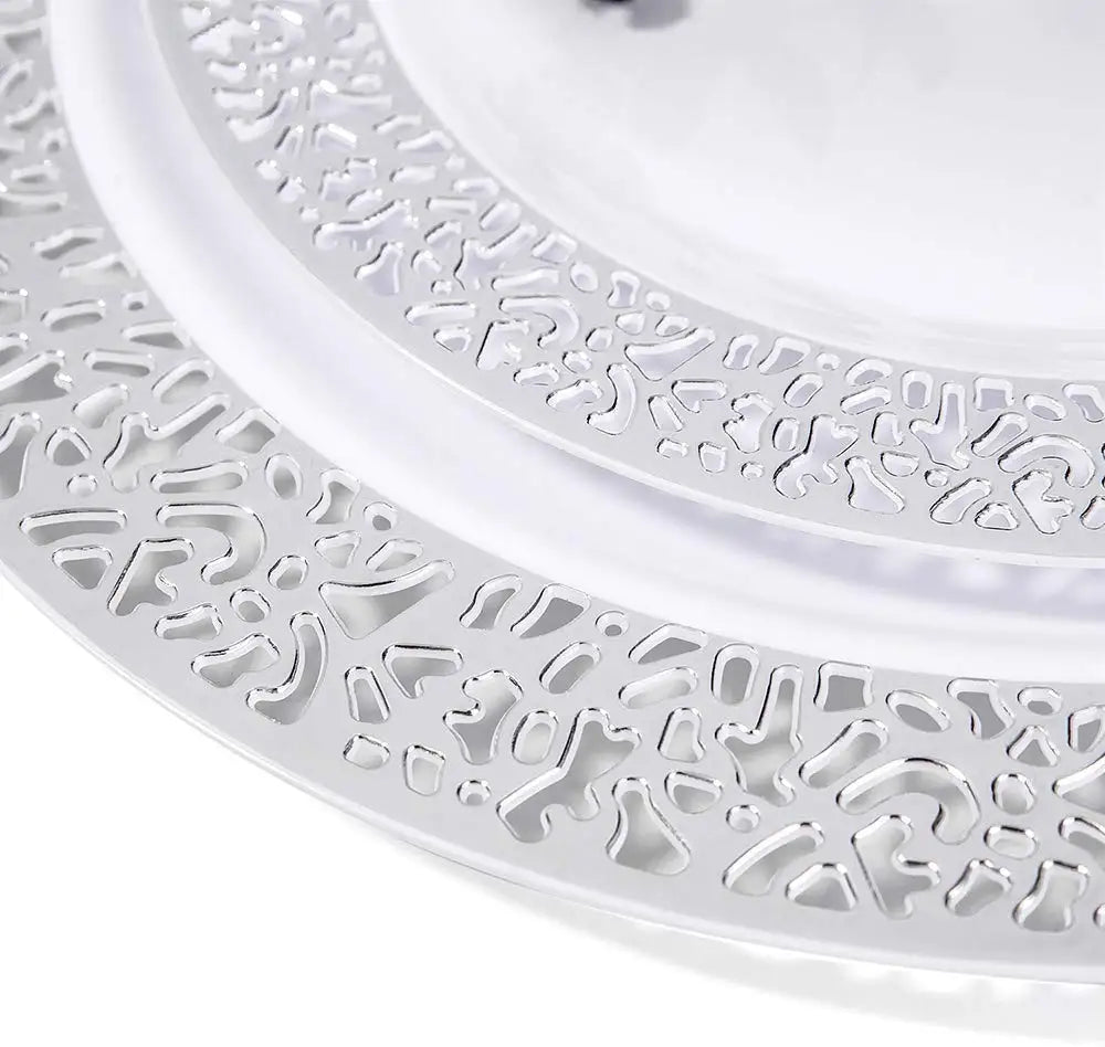 40/20pcs Gold Plastic Plates,Party Dinner Plates and Salad/Dessert Plates Combo,Heavy Duty Plastic Plates for Parties Wedding