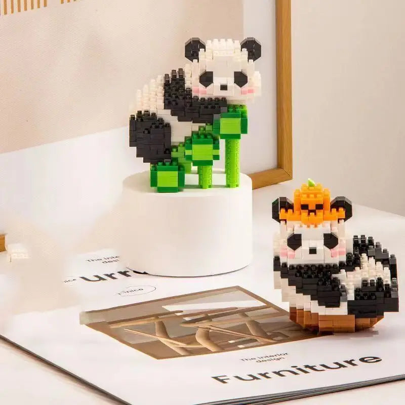 Creative Mini Cute Panda Micro Building Blocks 3D Diamond Model Animals Bricks DIY City Construction Toys for Children Kids Gift