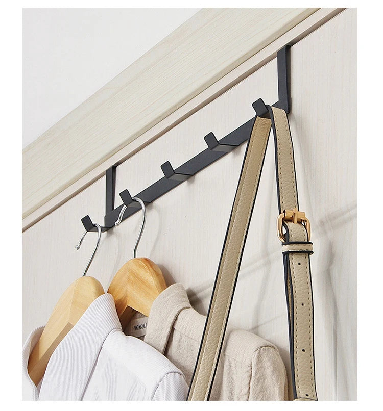 Hooks Over The Door 5 Hooks Home Bathroom Organizer Rack Clothes Coat Hat Towel Hanger Bathroom Kitchen Accessories
