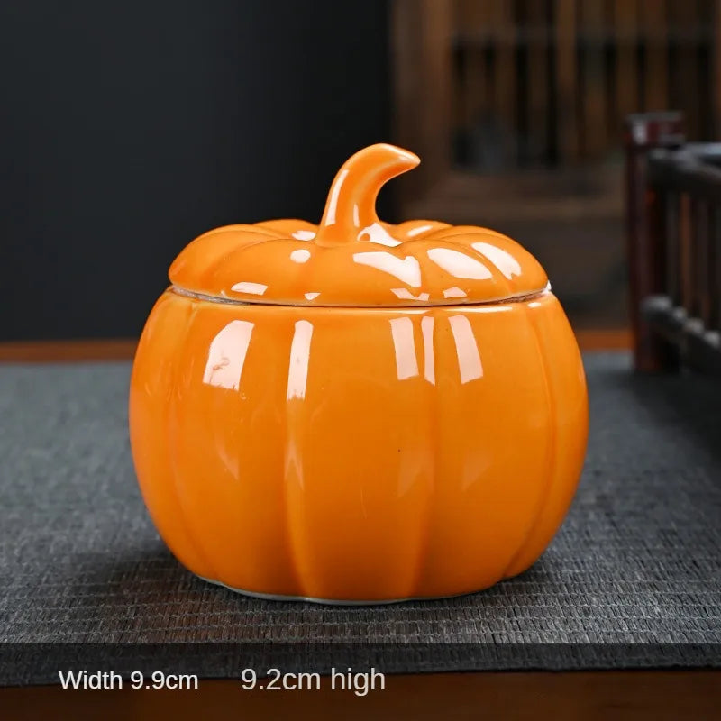 Simulated Pumpkin Tea Jar Ceramic Candy Jar Everything Goes Smoothly Wedding Seal Happy Candy Jar Home Decoration Ornament Gift