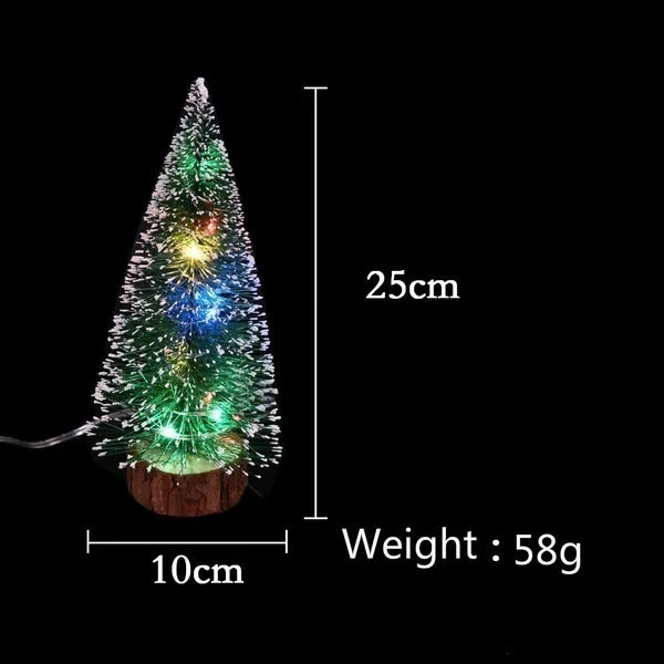 1pc LED Light Mini Artificial Christmas Trees Decorations  Festival Tabletop Miniature Snow Frost Xmas Tree Decor 4Sizes