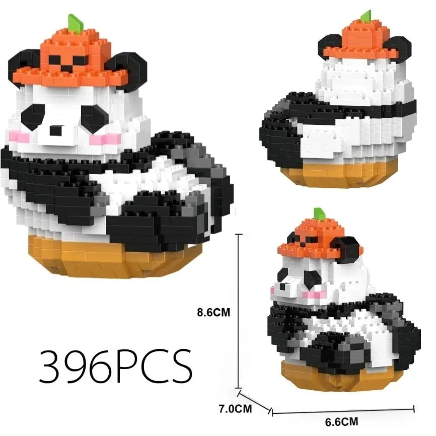 Creative Mini Cute Panda Micro Building Blocks 3D Diamond Model Animals Bricks DIY City Construction Toys for Children Kids Gift