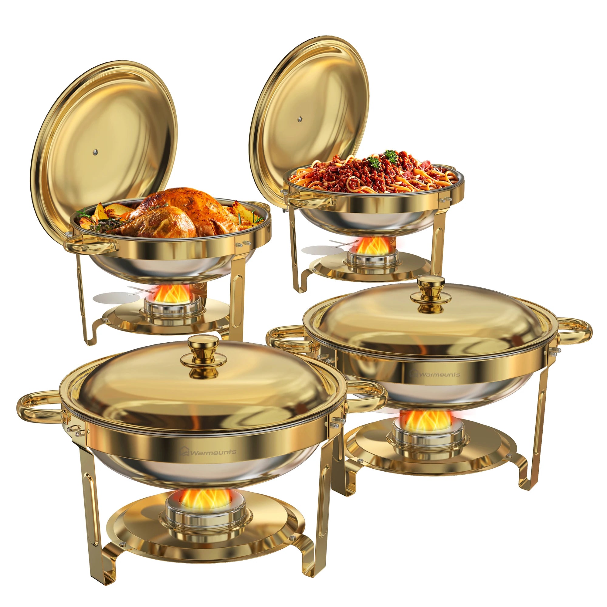Round Chafing Dishes for Buffet 5 Qt,High Grade Chafing Dish Buffet Set Food Warmers for Parties,Buffet,Wedding, Birthday