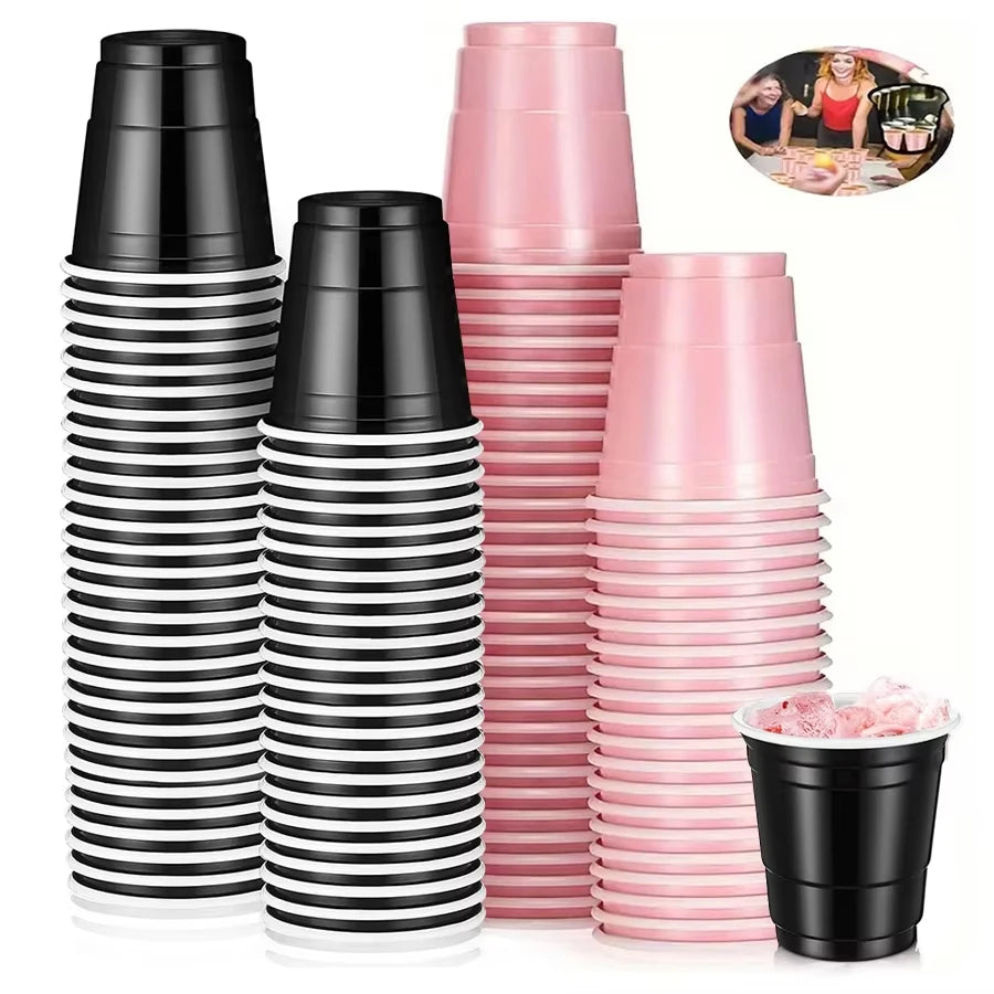 20-60pcs 2oz Mini Party Shot Cups Plastic Halloween Disposable Cups Birthday Wedding Cups For Beer Drinks Soda Punch Water Cups