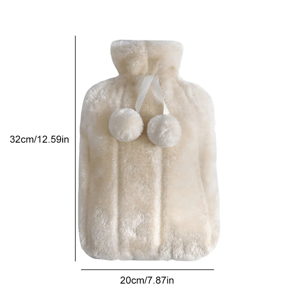 Insulating Hot Water Bags & Plush Cover Hot Water Bottle Winter Reusable Hand Warmers Water Bag Cover Long Lasting Feet Warmer