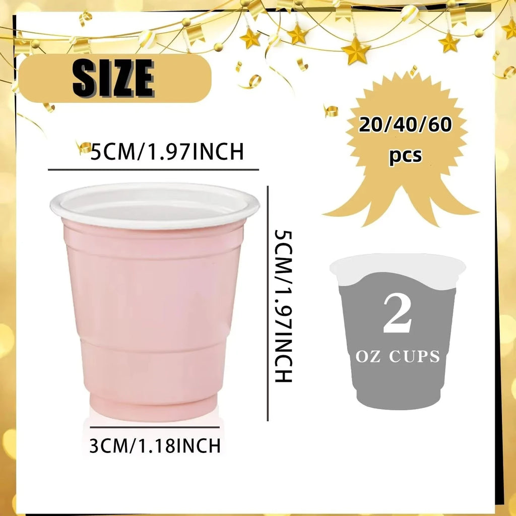 20-60pcs 2oz Mini Party Shot Cups Plastic Halloween Disposable Cups Birthday Wedding Cups For Beer Drinks Soda Punch Water Cups