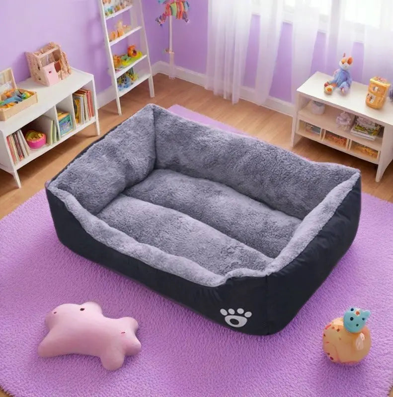 Black Dog Bed Plush Sleeping Bed for Large, Medium and Small Dogs, Non-Slip and Bite-Resistant Pet Sleeping Mat