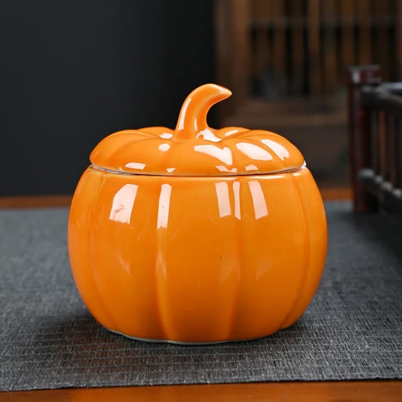 Simulated Pumpkin Tea Jar Ceramic Candy Jar Everything Goes Smoothly Wedding Seal Happy Candy Jar Home Decoration Ornament Gift