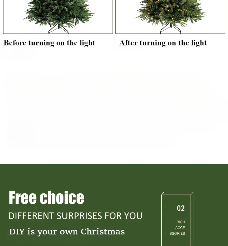 PE&PVC Artificial Christmas Tree with LEDLights High-grade Encrypted Christmas Tree 1.2m to 1.8m Christmas Family Decorations