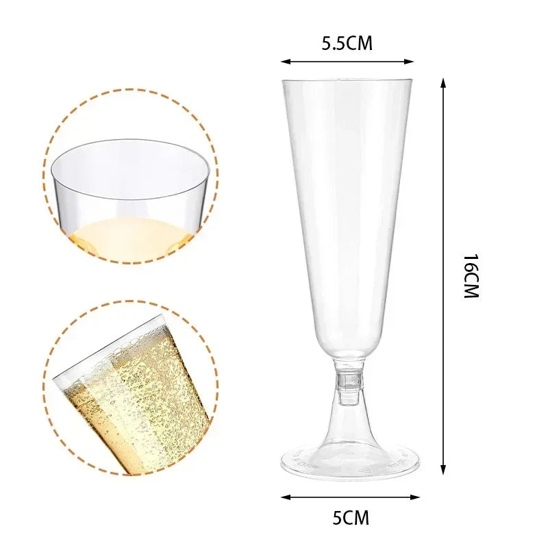 10/20/30pcs Disposable Cups Clear Plastic Champagne Flutes Bar Cups Toasting Glasses for Weddings Party Cocktail Cups,150ml