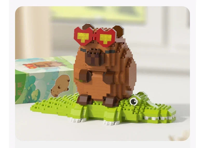 Lovely Cartoon Animals Nanobricks Capybara Micro Diamond Block Construction Model Building Bricks Educational Toys For Kids Gift