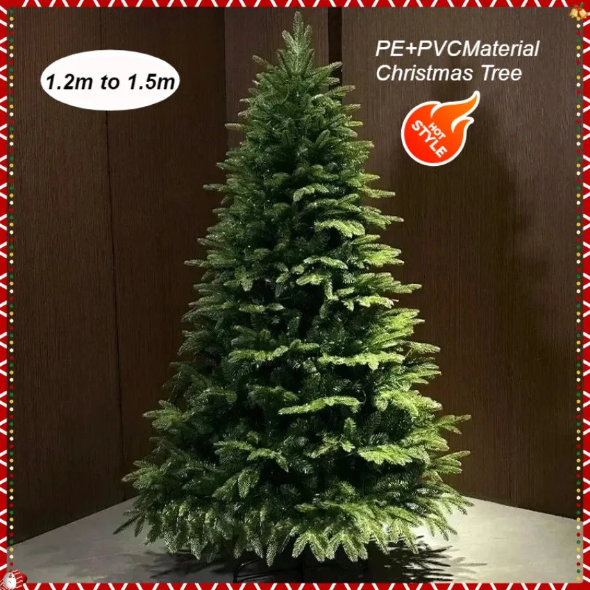 Artificial Christmas Tree PE+PVC Encryption LED Lights Large Christmas Tree 1.2m-1.8m Family Christmas New Year party Decoration
