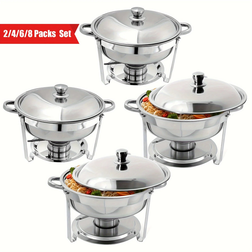1/2/4/6/8 Packs 5-Qt Stainless Steel Chafing Dish Buffet Set Food Water Trays Buffet Warmers erving Utensils for Dinner Parties
