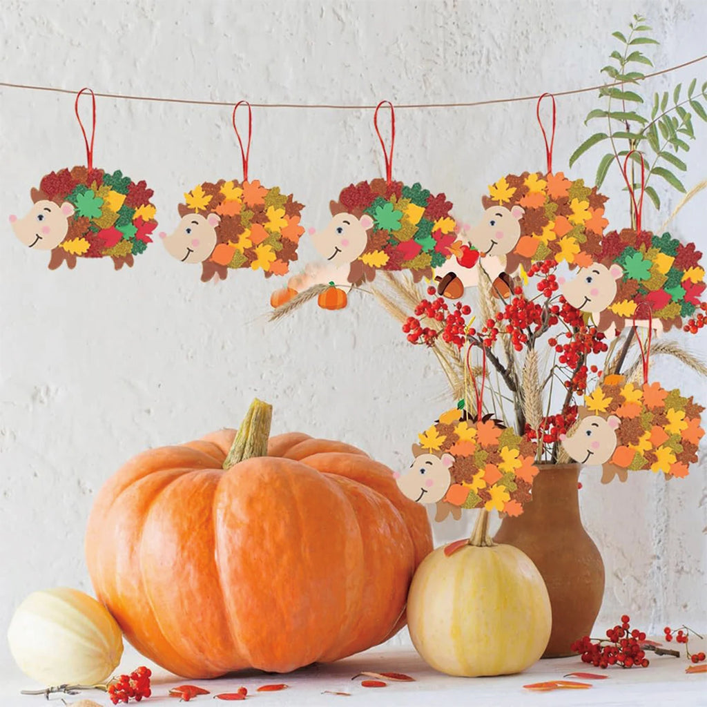 Felt Maple Leaf Hedgehog DIY Pendant Birthday Party Decorations Kids Favors Gift Cartoon Hedgehog Craft Set Baby Shower Supplies