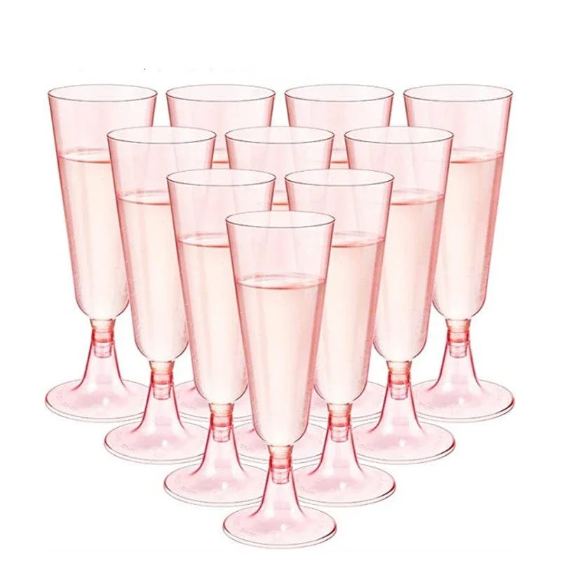 25/50/100pcs 150ml Disposable Cups Clear Plastic Champagne Flutes Bar Cups Toasting Glasses for Weddings Party Cocktail Cups
